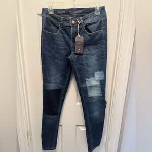 The Limited Denim 6R Skinny Jeans Low-Rise Zip-Fly Stretch Dark Wash Patches NWT
